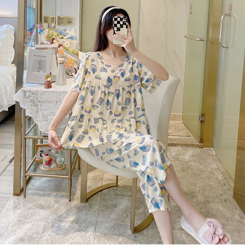 Women's Cotton Pajamas Set - Short Sleeve