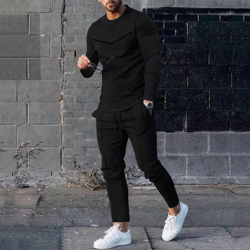 Men's Casual Spring Autumn Two-Piece Outfit Set