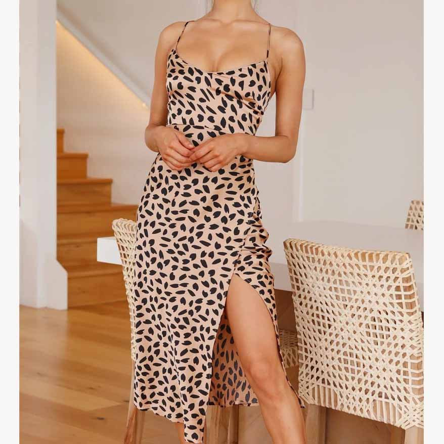 Chic Sling Backless Print Dress