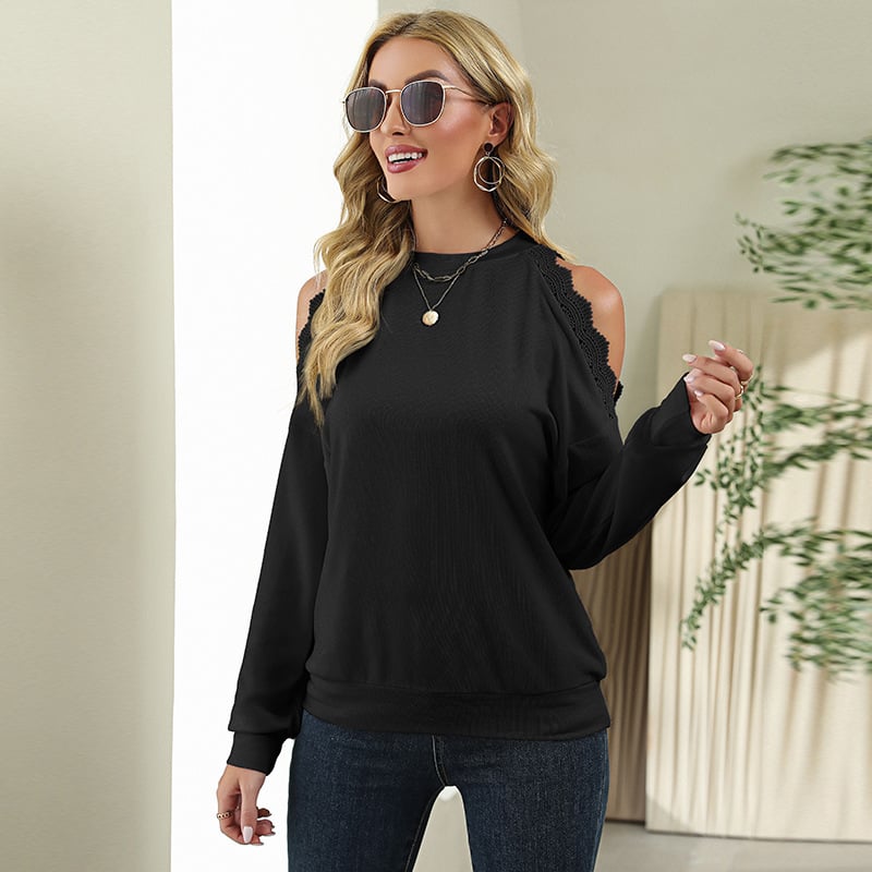 Chic Lace Accent Drop Shoulder Tee