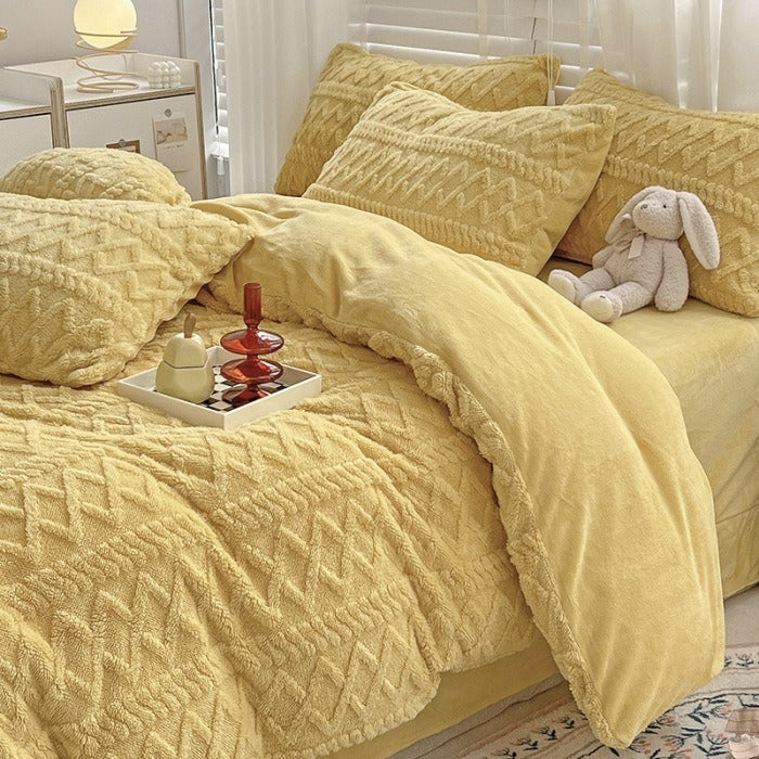Thickened Warm Milk Fiber Four-Piece Bed Set