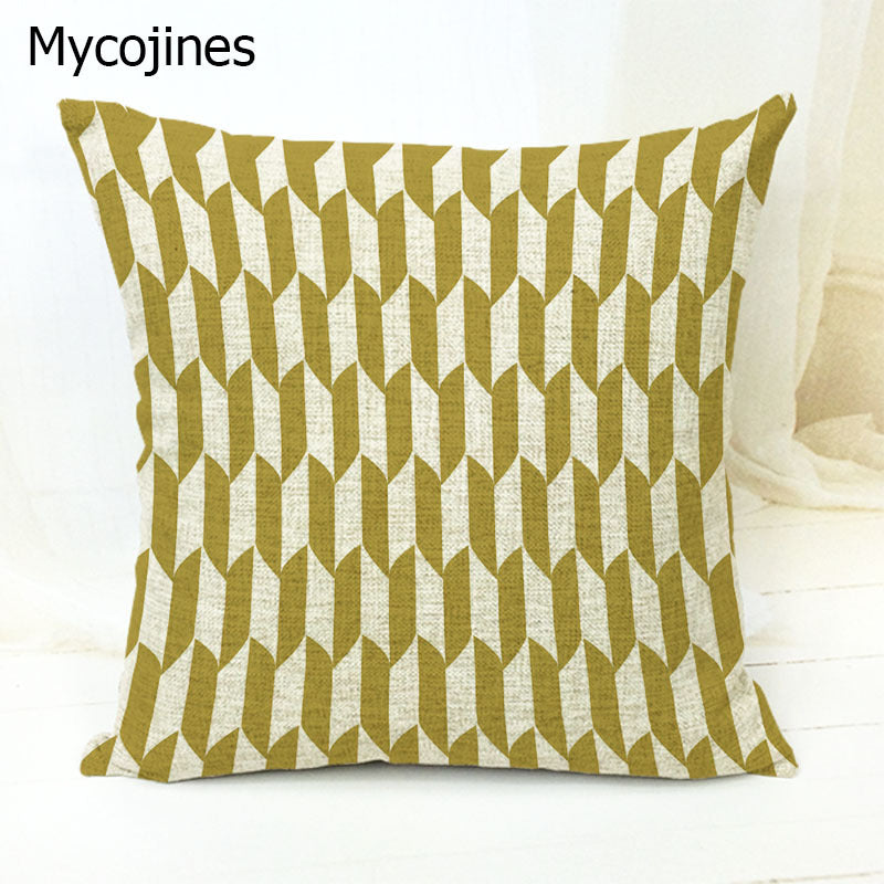 Geometric Pattern Pillowcase with Triangles and Letters