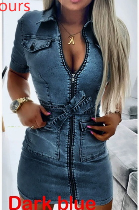 Fashionable Sexy Denim Jumpsuit with Zipper