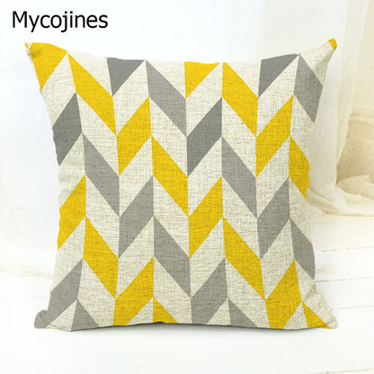 Geometric Pattern Pillowcase with Triangles and Letters