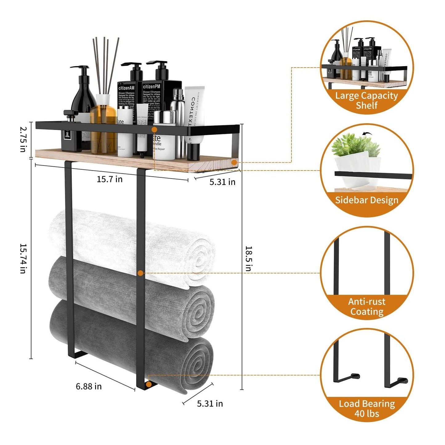 Hanging Bathroom Metal Towel Rack