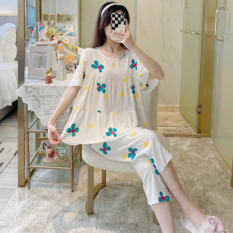 Women's Cotton Pajamas Set - Short Sleeve