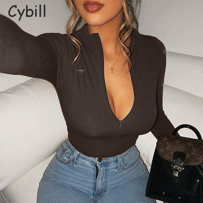 Women's Long Sleeve Solid Color Bodysuit Tights