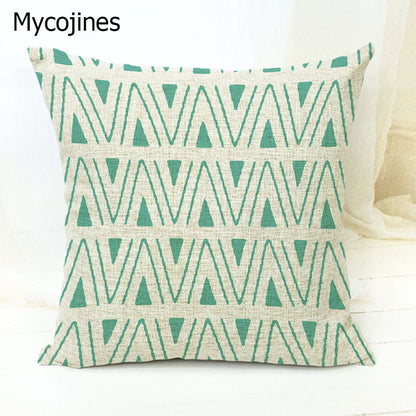 Geometric Pattern Pillowcase with Triangles and Letters