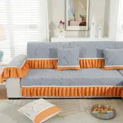 Banana Leaf Jacquard Chenille Sofa Mat - 1 Piece