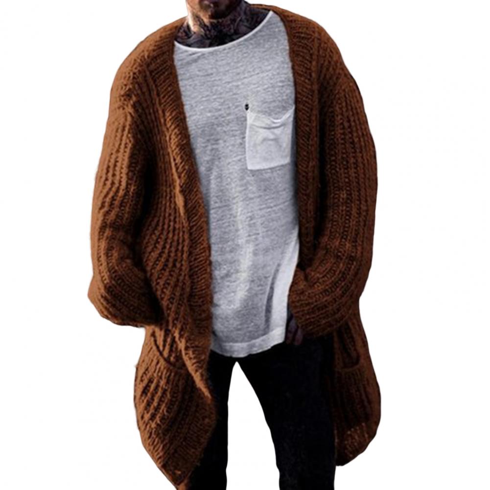 Men's Long Sleeve V Neck Cardigan Sweater Coat