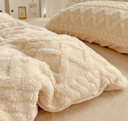 Thickened Warm Milk Fiber Four-Piece Bed Set