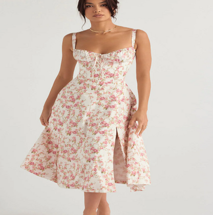 Chic Floral Maxi Dress - Waist Defined
