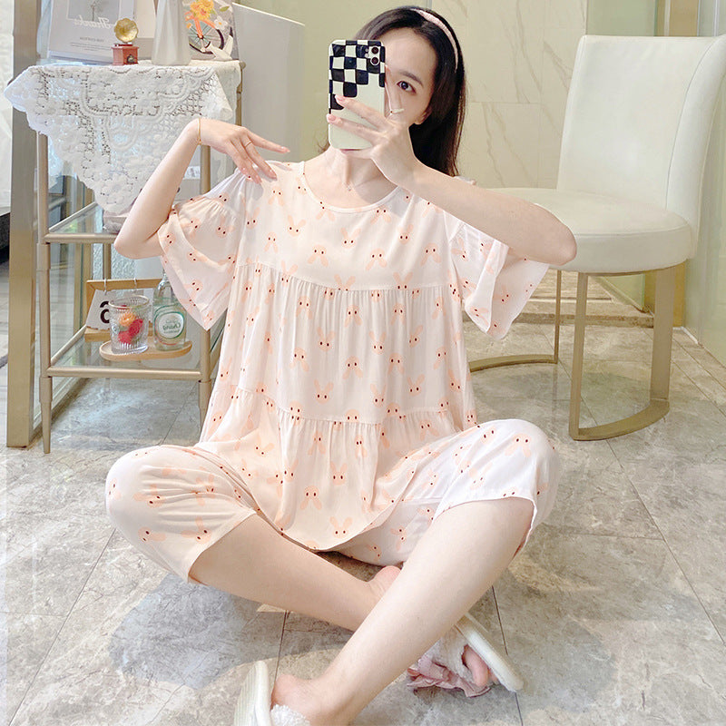 Women's Cotton Pajamas Set - Short Sleeve