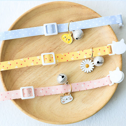 Cute Cat Dog Collar with Silver Bell Anti-Lost Tag