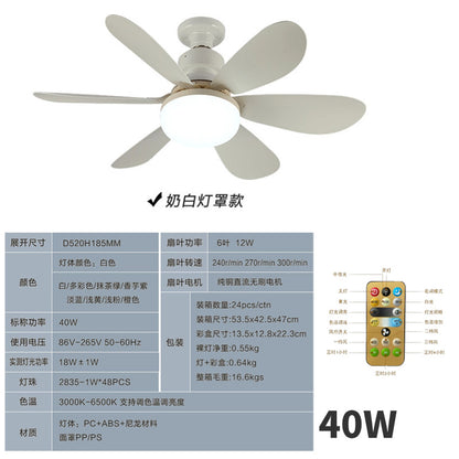 E27 Silent Small Ceiling Fan Light for Home Use