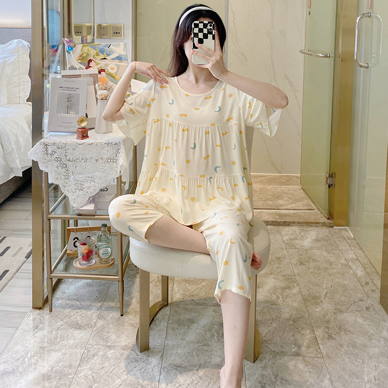 Women's Cotton Pajamas Set - Short Sleeve