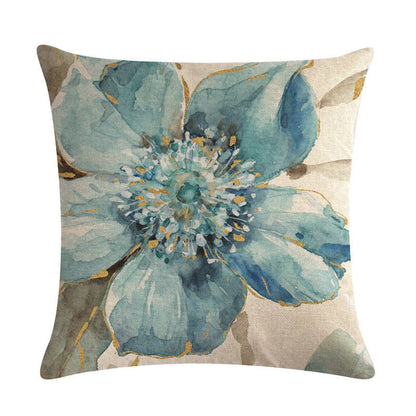 Blue Style Oil Painting Bird and Flower Pillow Custom