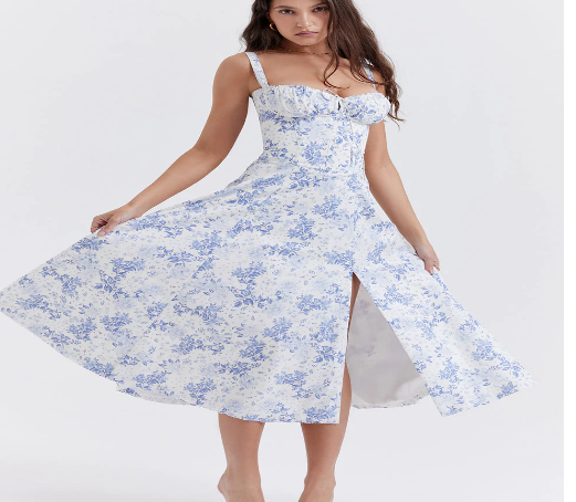 Chic Floral Maxi Dress - Waist Defined