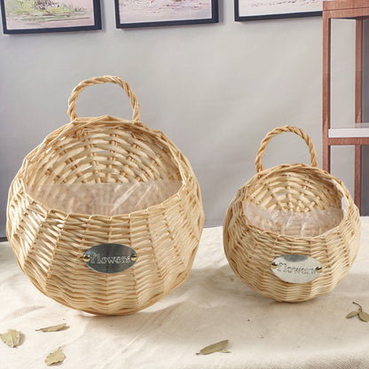 Woven Wall-Mounted Flower Pot Basket for Decor