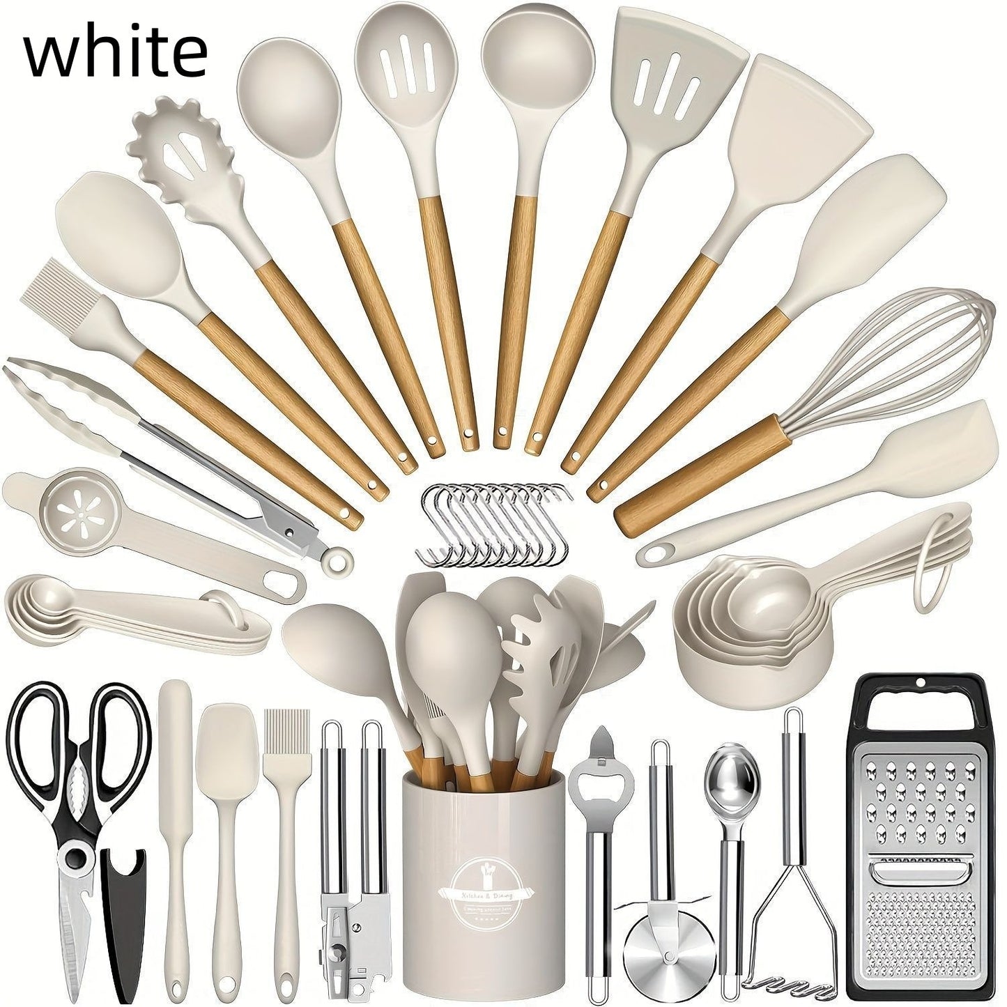 Wooden-Handle Silicone Kitchen Tool Set