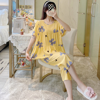 Women's Cotton Pajamas Set - Short Sleeve
