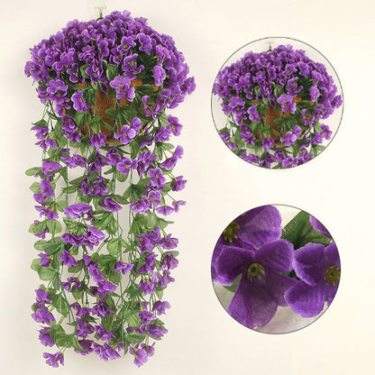 Violet Artificial Orchid Flower Wall Hanging Decor
