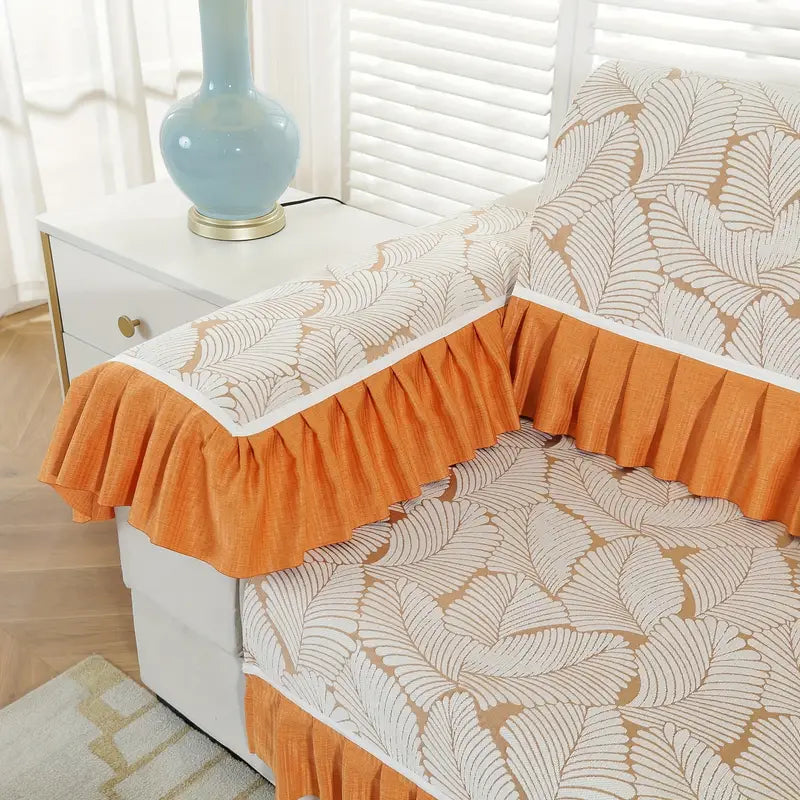 Banana Leaf Jacquard Chenille Sofa Mat - 1 Piece