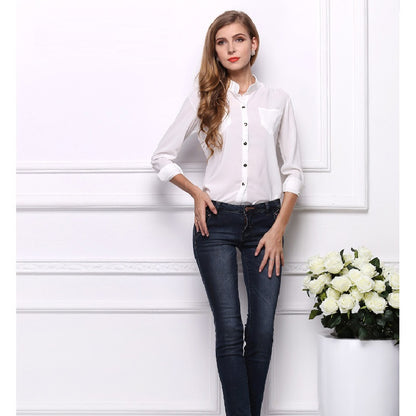 Casual Women's Long Sleeve Chiffon Blouse