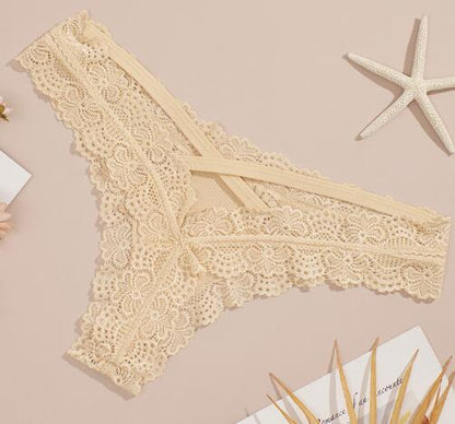 Lace Crossover Low Waist Tie Women's Sexy Thongs