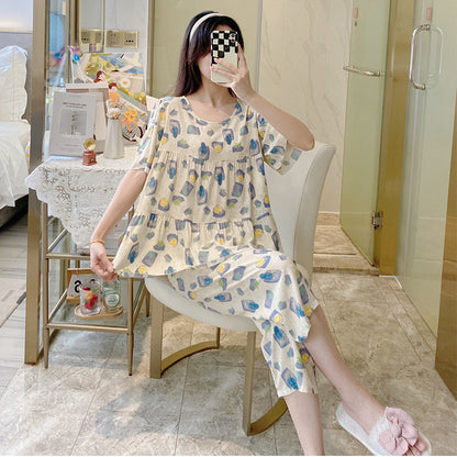 Women's Cotton Pajamas Set - Short Sleeve