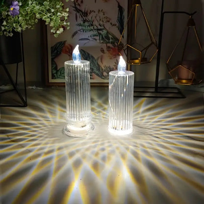 Warm LED Candle Lights with Diamond Stripe Projection