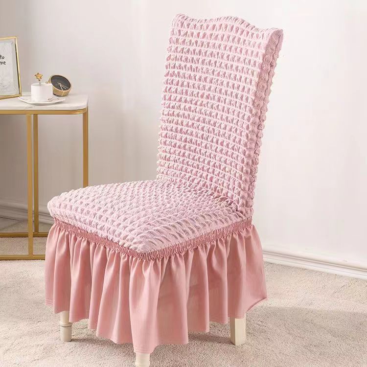 Bubble Grid Stretch High-End Chair Cover with Skirt