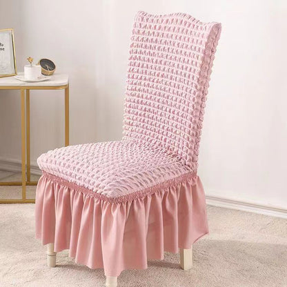 Bubble Grid Stretch High-End Chair Cover with Skirt