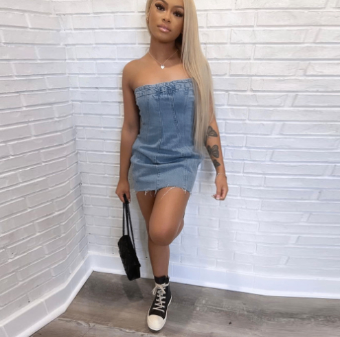 Chic Backless Denim Tube Dress