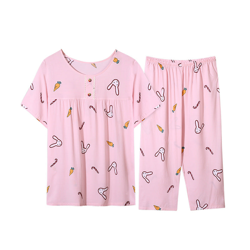 Women's Cotton Pajamas Set - Short Sleeve