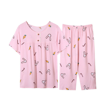 Women's Cotton Pajamas Set - Short Sleeve