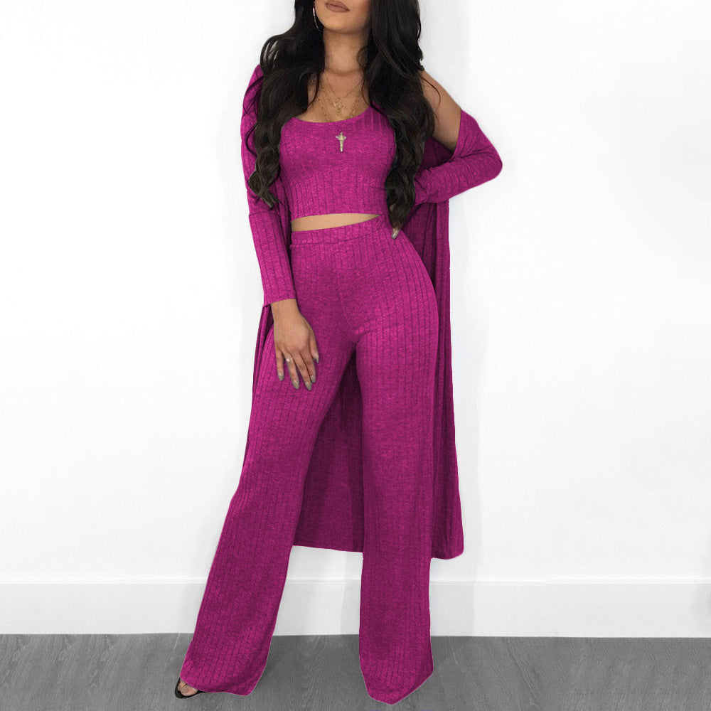 Elegant Striped Long Sleeve Ensemble