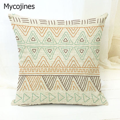 Geometric Pattern Pillowcase with Triangles and Letters