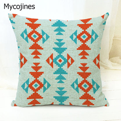 Geometric Pattern Pillowcase with Triangles and Letters