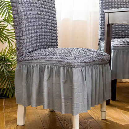 Bubble Grid Stretch High-End Chair Cover with Skirt