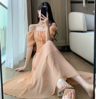 French Tea Break Soft Texture Long Dress