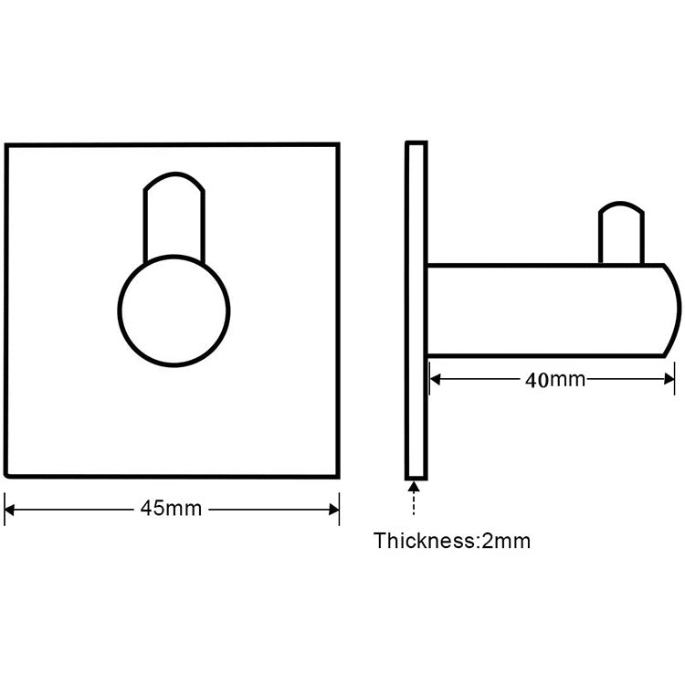 304 Stainless Steel Square Adhesive Coat Hook