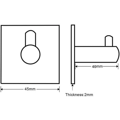 304 Stainless Steel Square Adhesive Coat Hook
