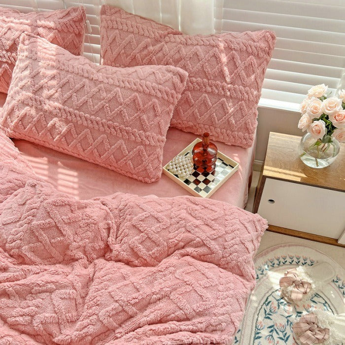 Thickened Warm Milk Fiber Four-Piece Bed Set