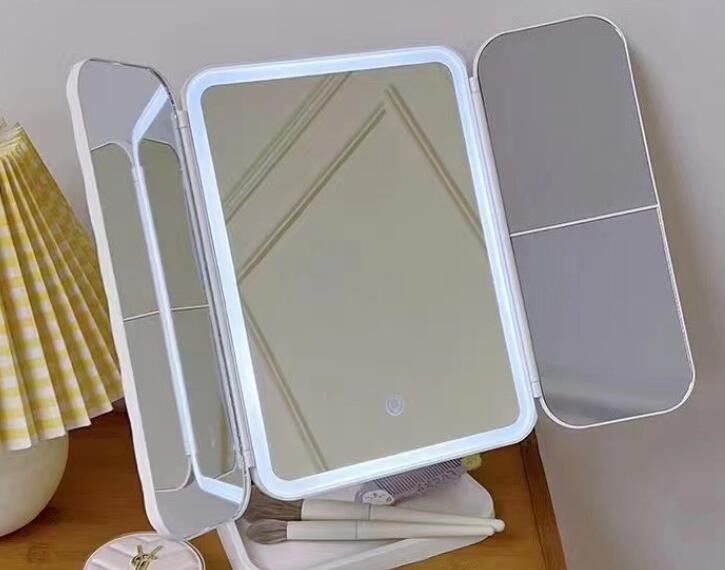 LED Makeup Mirror with Three Colors and Foldable Design