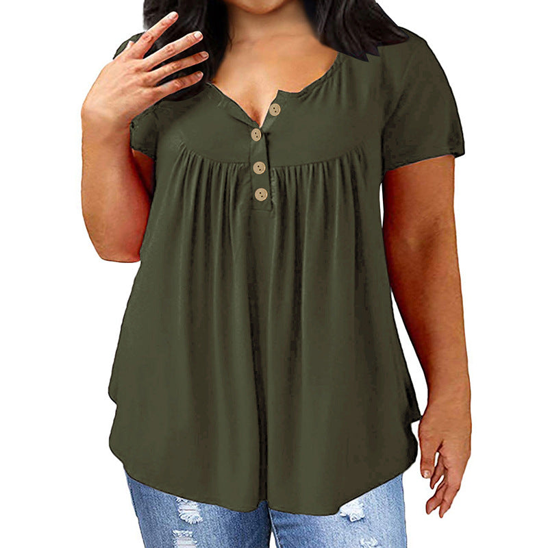 Plus Size Women's Loose Fit Short Sleeve T-Shirt
