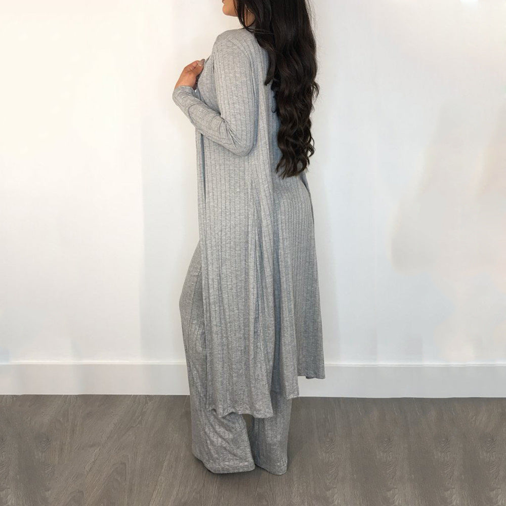 Elegant Striped Long Sleeve Ensemble