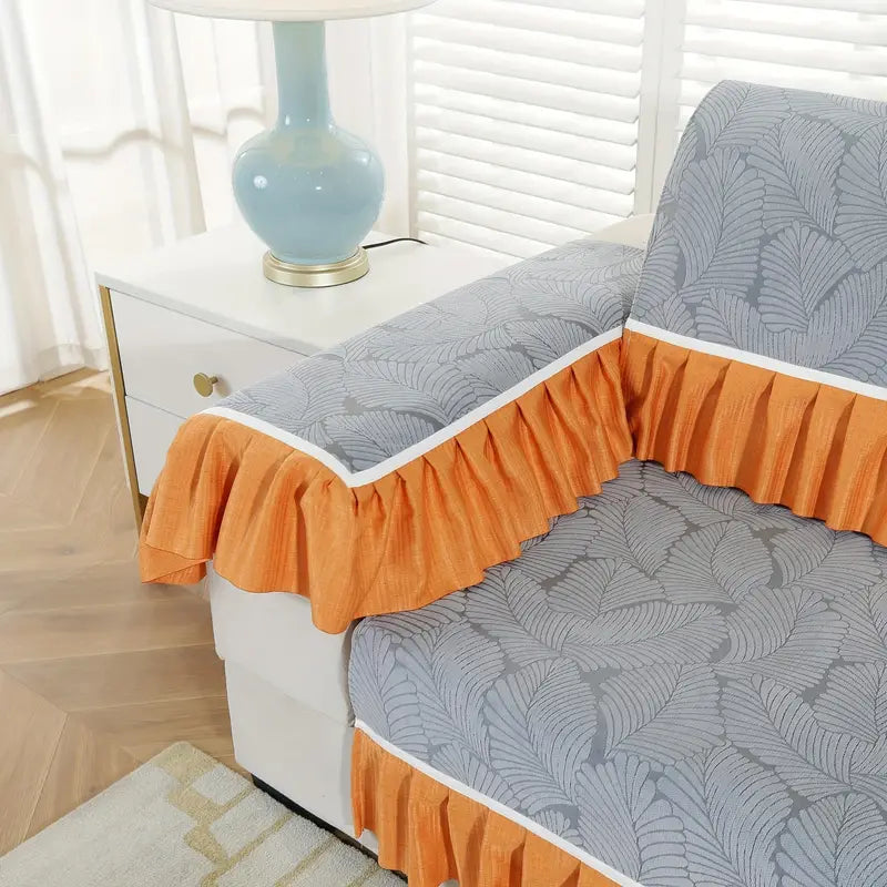 Banana Leaf Jacquard Chenille Sofa Mat - 1 Piece