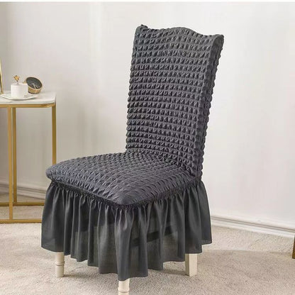 Bubble Grid Stretch High-End Chair Cover with Skirt
