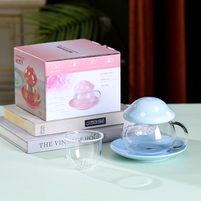 Cute Mushroom Ceramic Tea Infuser Cup with Glass